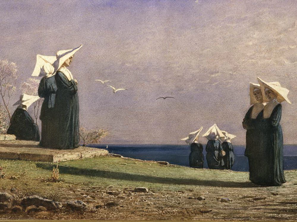 Monachine in riva al mare - dettaglio